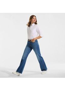 LANDS' END Soft Denim Schlagjeans High Waist, Damen,  Blau, Elasthan/Baumwoll-Mischung, by Lands' End