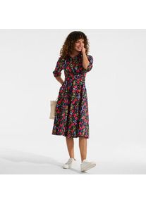 LANDS' END Baumwoll-Midikleid in Wickeloptik, Damen,  Blau, Baumwolle, by Lands' End