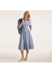 LANDS' END Baumwoll-Midikleid in Wickeloptik f&uuml;r Damen, Damen, size: regular, Blau, Baumwolle, by Lands' End