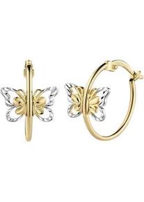 Diamonds by Ellen K. Paar Creolen "Gold 585 zweifarbig mit Schmetterling-Motiv", bunt (mehrfarbig), FASCINATION BY ELLEN K., Ohrringe, Damen, one-size, Gold