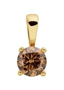 Kettenanh&auml;nger OROLINO "585/- Gelbgold 1 Brill. 0,50ct. braun", gelb, Schmuckanh&auml;nger, Damen, one-size, 0,5 P2 = erkennbare Einschl&uuml;sse, Gold, 0,5 g, Kettenanh&auml;nger