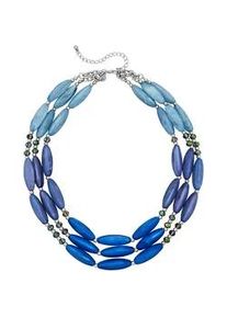 Collierkettchen Steuer "Acryl blau Metal glanz Karabiner", blau, Halsketten, Damen, 53cm, Synthetik, L: 53 B: 10mm, gl&auml;nzend, B:10mm