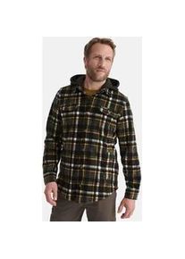 Kapuzenhemd HERO by John Medoox "Overshirt HUNTER Workwear Arbeitshemd mit Kapuze", Herren, Gr. XL, US-Gr&ouml;&szlig;en, gr&uuml;n (olive asphalt check), Fleece, 100% Polyester, regular fit, Hemden, Arbeitshemd mit Kapuze Funktionsqualit&auml;t f&uuml;r Herren