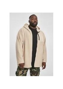 Kapuzenpullover Urban Classics "Urban Classics Herren Hooded Sherpa Zip Jacket", Herren, Gr. 5XL, schwarzsand, 100% Polyester, unifarben, loose fit, ohne Ausschnitt, Pullover Kapuzenpullover