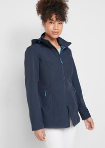 bonprix Wasserabweisende Stretch-Softshelljacke, blau, Gr.50, Praktische Softshelljacke mit abnehmbarer Kapuze und Rei&szlig;verschlusstaschen, gerade geschnitten, aus Softshell