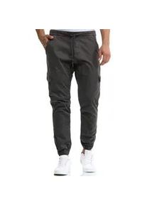 Cargohose INDICODE "INLevi", Herren, Gr. XL, N-Gr, grau (raven), Web, Obermaterial: 98% Baumwolle, 2% Elasthan, unifarben, regular fit kn&ouml;chellang, Hosen Cargohose, mit seitlichen Cargotaschen und elastischen B&uuml;ndchen