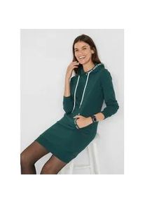 Sweatkleid bonprix, Damen, Gr. 48/50 (XL), N-Gr, gr&uuml;n (petrolgr&uuml;n), Sweatware, Obermaterial: 60% Baumwolle, 40% Polyester, unifarben, l&auml;ssig geschnitten knielang, ohne Ausschnitt, Rippb&uuml;ndchen, Kleider Sweatkleid, f&uuml;r den Alltag, mit Stehkragen und Kapuze, l&auml;ssig geschnitten