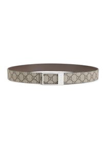 Gucci G&uuml;rtel - Nude Patterned Monogram Belt With Polished Silver - Gr. 95 - in Beige - f&uuml;r Damen