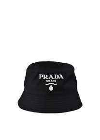 Prada Caps & M&uuml;tzen - Classic Bucket Hat In Re-Nylon With Embroidered Lo - Gr. M - in Schwarz - f&uuml;r Damen