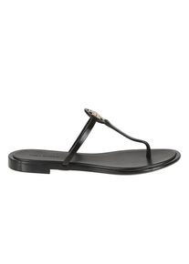 Tory Burch Sandalen - Black Sandals With Metallic Logo Emblem - Gr. 11 - in Grau - f&uuml;r Damen