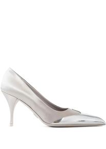 Prada Hohe Schuhe - Metallic-Toecap Pumps With Pointed Toe - Gr. 38 (EU) - in Silber - f&uuml;r Damen