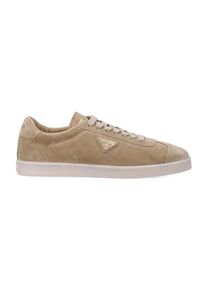 Prada Low-Top Sneaker - Soft Beige Suede Low-Top Sneakers With Padded Leat - Gr. 9 - in Rosa - f&uuml;r Damen