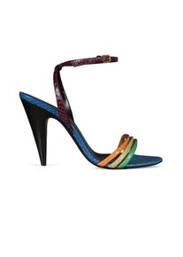 SAINT LAURENT Sandalen - Multi-Colored Liya Sandals With Crossed Front Stra - Gr. 37 (EU) - in Schwarz - f&uuml;r Damen