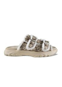 Christian Dior Loafer - Beige Canvas Sandals With White Shearling - Gr. 43 (EU) - in Rosa - f&uuml;r Damen