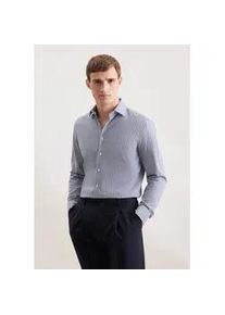 Flanellhemd Seidensticker "Schwarze Rose", Herren, Gr. M (40), normale &Auml;rmell&auml;ngen, dunkelblau, 100% Baumwolle, kariert, tailored fit, 2-Knopf-Manschette, Hemden, Shaped 1/1 Kentkragen Karo