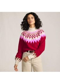 LANDS' END Flauschiger Fair Isle Pullover mit Ballon&auml;rmeln, Damen,  Rot, Polyester-Mischung/Nylon-Mischung, by Lands' End