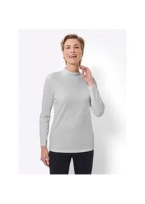 Stehkragenshirt Classic Basics "Stehkragen-Shirt", Damen, Gr. 44, blau (hellblau), 100% Baumwolle, unifarben, Shirts Stehkragenshirt