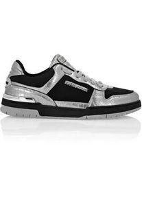 Sneaker Plein Sport "Lo-Top Turnschuhe", Damen, Gr. 46, Normalschaft, silber (0270, schwarz, silber), Schuhe Sneaker