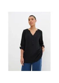 Tunika bonprix "Tunikabluse aus softer Viskose", Damen, Gr. 50, schwarz, Obermaterial: 100% Viskose, regular fit, Tuniken, Casual Stil, Regular Fit, mit Rundsaum, mit Knopfleiste