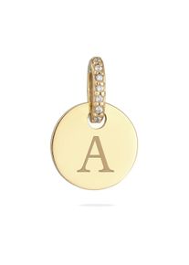 Medallionanh&auml;nger Elli "Anh&auml;nger Gravur Platte Rund mit Zirkonia Wei&szlig; 925 Sterling Silber", gold, Schmuckanh&auml;nger, Damen, Silber 925 (Sterlingsilber), Medallionanh&auml;nger