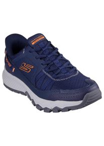 Slip-On Sneaker Skechers "DYNAMITE AT", Herren, Gr. 42, blau (navy, orange), Leder, Synthetik, Schuhe Slip-On Sneaker, Trekkingschuh, Freizeitschuh mit robuster Laufsohle, Topseller