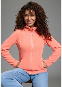Fleecejacke OCEAN SPORTSWEAR, Damen, Gr. 40/42, koralle, Fleece, Obermaterial: 100% Polyester, kontrastfarbene Details, unifarben, normal, Jacken Fleecejacke, aus weichem Fleece-Material, unifarben, mit Logostickerei, Topseller