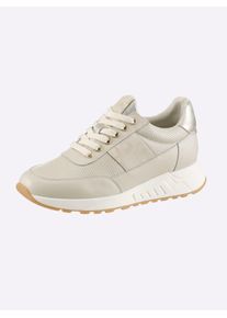 Sneaker Heine, Damen, Gr. 36, creme, goldfarben, Glattleder, Leder, Rindsleder, Schuhe Sneaker