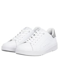 Sneaker RIEKER SPORT, Damen, Gr. 40, wei&szlig;, Leder, Schuhe Sneaker, in monochromer Optik, Freizeitschuh, Halbschuh, Schn&uuml;rschuh, Topseller