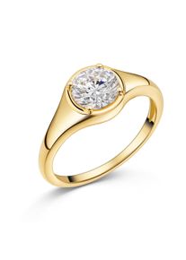 Fingerring Firetti "Schmuck Geschenk Silber 925 Damenring Ring Solit&auml;r" Gr. 62, gelbgoldfarben, kristallwei&szlig;, Fingerringe, Damen, 62, Silber 925 (Sterlingsilber), 1,4mm, Fingerring, mit Zirkonia (synth.)