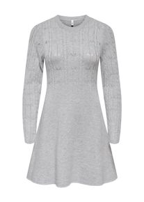 Strickkleid Only "ONLKATIA LIFE LS O-NECK CABL DRES EX KNT", Damen, Gr. L, N-Gr, light grau melange, Strick, Obermaterial: 50% Viskose, 27% Nylon, 23% Polyester, unifarben, regular fit Midi, Rundhals, Kleider Strickkleid, Viskosemischung, regular fit, Rundhals