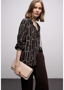 Langarmbluse Street One, Damen, Gr. 34, schwarzest braun, Web, Obermaterial: 100% Viskose, gemustert, figurumspielend h&uuml;ftbedeckend, Rundhals, angesetztes B&uuml;ndchen, Blusen Langarmbluse, Tunika_Style