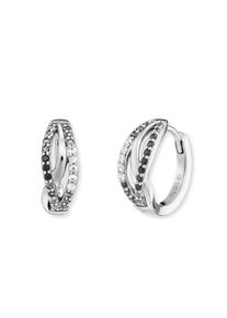 Paar Creolen Engelsrufer "Yin Yang Infinity Ocean Shade", silber (silberfarben, kristallwei&szlig;, dunkelgrau, schwarz, kristallwei&szlig;, dunkelgrau, schwarz), Ohrringe, Damen, 16mm, Silber 925 (Sterlingsilber), Paar Creolen, Made in Germany - mit Zirkonia (synth.)