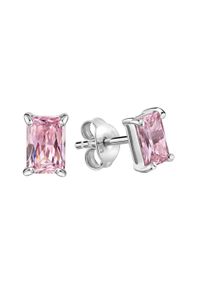Paar Ohrstecker Firetti "Schmuck Geschenk Silber 925 Ohrschmuck Ohrringe Quadrat", silberfarben, pink, pink, Ohrringe, Damen, Silber 925 (Sterlingsilber), Paar Ohrstecker, mit Zirkonia (synth.)