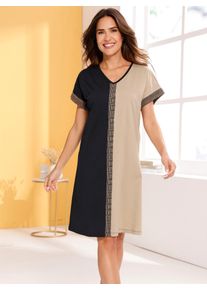 Nachthemd "Nachthemd", Damen, Gr. 44/46, Normalgr&ouml;&szlig;en, schwarz, beige, 100% Baumwolle, gemustert, unifarben, Kleider Nachthemd