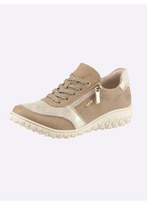 Schn&uuml;rschuh Rieker, Damen, Gr. 37, beige, Lederimitat, Textil, Schuhe Schn&uuml;rschuh