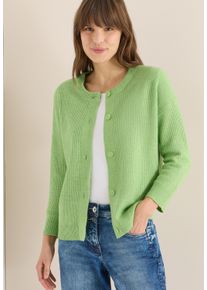 Cardigan Cecil, Damen, Gr. XL (44), bamboo gr&uuml;n melange, Strick, Obermaterial: 37% Baumwolle, 34% Polyacryl, 26% Polyester, 3% sonstige Fasern, unifarben, bequem h&uuml;ftbedeckend, Rundhals, Strickjacken Cardigan, mit Knopfleiste