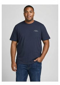 Jack & Jones PlusSize Rundhalsshirt "JJCOLLEGE LOGO TEE SS CREW NECK PLS", Herren, Gr. 6XL, navy blazer, Jersey, Obermaterial: 100% Baumwolle, JACK & JONES PLUSSIZE, bedruckt, regular fit, Rundhals, Shirts Rundhalsshirt