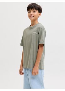 Jack & Jones T-Shirt JACK & JONES JUNIOR "JJEBRANDES BACKP RELAXED TEE SS SN JNR", Jungen, Gr. 152, vetiver, Single Jersey, Obermaterial: 100% Baumwolle, bedruckt, relaxed fit normal, Rundhals, Shirts T-Shirt