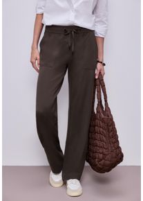 Stoffhose Street One, Damen, Gr. 46, L&auml;nge 30, molten earth, Web, Obermaterial: 61% Viskose, 32% Polyamid, 7% Elasthan, unifarben, lang, Hosen Stoffhose, Punto di Roma Hose, mit Viskose