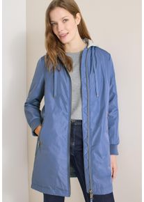 Langjacke Cecil, Damen, Gr. S (38), coal blau, Obermaterial: 100% Polyester. Futter: 100% Polyester, unifarben, bequem ca. Mitte Oberschenkel, Strickb&uuml;ndchen, Jacken Langjacke, mit Rei&szlig;verschlusstasche am &Auml;rmel, mit Kapuze aus Sweatmaterial