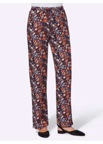 Webhose Classic Basics, Damen, Gr. 50, Normalgr&ouml;&szlig;en, bunt (marine, papaya, bedruckt), 100% Viskose, bedruckt, gemustert, mehrfarbig, lang, Hosen Webhose