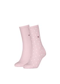 Socken Tommy Hilfiger "TH WOMEN SOCK DOT 2P", Damen, Gr. 35-38, light pink, Baumwollmischung, normal, Socken Socken, mit feinem Rippenb&uuml;ndchen und Logostickerei