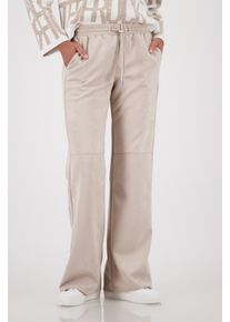 Jogger Pants monari "Hose Velours 83cm", Damen, Gr. 46, N-Gr, beige, Web, Obermaterial: 93% Polyester, 7% Elasthan, unifarben, regular fit lang, Hosen Jogger Pants, Regular fit, Straight leg