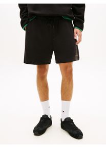 Shorts Tommy Jeans "TJM CONTRAST LINEAR BEACH", Damen, Gr. M, N-Gr, schwarz, Web, Obermaterial: 80% Baumwolle, 20% Polyester, unifarben, regular fit kurz, Hosen Shorts, Regular fit mit elastischem Bund