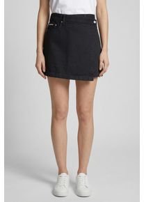 Jeansrock Calvin Klein Jeans "DENIM MINI WRAP SKIRT", Damen, Gr. 25, schwarz (soft schwarz), Denim/Jeans, Obermaterial: 100% Baumwolle, unifarben, figurbetont mini, R&ouml;cke Jeansrock, Figurbetont