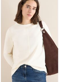 Langarmshirt Cecil, Damen, Gr. M (40), creamy wei&szlig;, Jersey, Obermaterial: 50% Baumwolle, 50% Modal, unifarben, l&auml;ssig geschnitten h&uuml;ftbedeckend, Rundhals, Shirts Langarmshirt, mit Stehkragen, Funnelneck