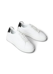 Sneaker Calvin Klein Jeans "CHUNKY CUPS LACE LTH BT AOP WN", Damen, Gr. 37, wei&szlig;, schwarz, Leder, Lederimitat, unifarben mit Farbeinsatz, Schuhe Sneaker, Schn&uuml;rschuh, Halbschuh, Freizeitsneaker mit Kontrastbesatz