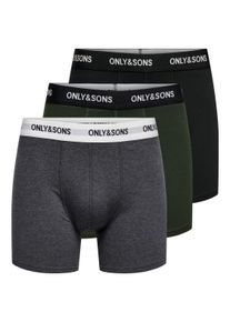 Only & Sons Trunk ONLY & SONS "ONSFITZ SOLID BLACK TRUNK 3PACK NOOS", Herren, Gr. M, 3 Stk., dunkelgrau melange pack:dusty cedar, navy blazer, Jersey, Obermaterial: 95% Baumwolle, 5% Elasthan, meliert, normal, Unterhosen Trunk