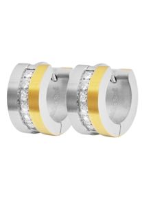 Adelia&acute;s Paar Creolen ADELIA&acute;S "Damen Ohrringe &iquest; Klappcreole aus Edelstahl mit Strass Steinchen", silber, Ohrringe, Damen, Edelstahl, Paar Creolen