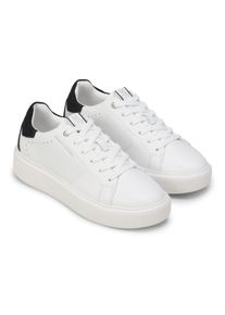 Marc O'Polo Plateausneaker MARC O'POLO "Kaira", Damen, Gr. 38, sanftes wei&szlig;, schwarz, Glattleder, Veloursleder, unifarben mit Farbeinsatz, Schuhe Plateausneaker, Schn&uuml;rschuh, Halbschuh, Freizeitsneaker mit Memory Foam